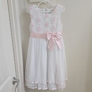Rare Editions White and Pink Floral Kids Dress